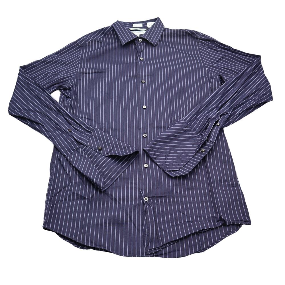 Banana Republic Shirt Mens M Purple Striped Fitted Button Up Long Sleeve Dress